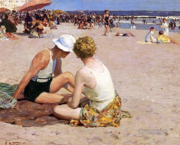  Summer Oil Painting - A Summer Vacation Impressionist beach Edward Henry Potthast